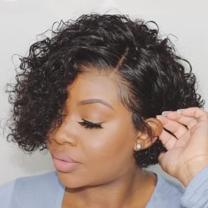 Brazilian Human Hair Water Wave Pixie cut wig.