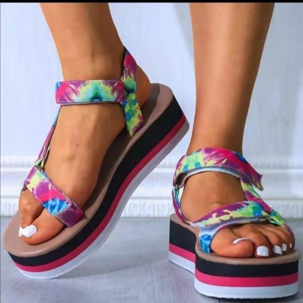 Beach Sandals 2021 New Women Summer Sandals Tie Dye . - Image 3